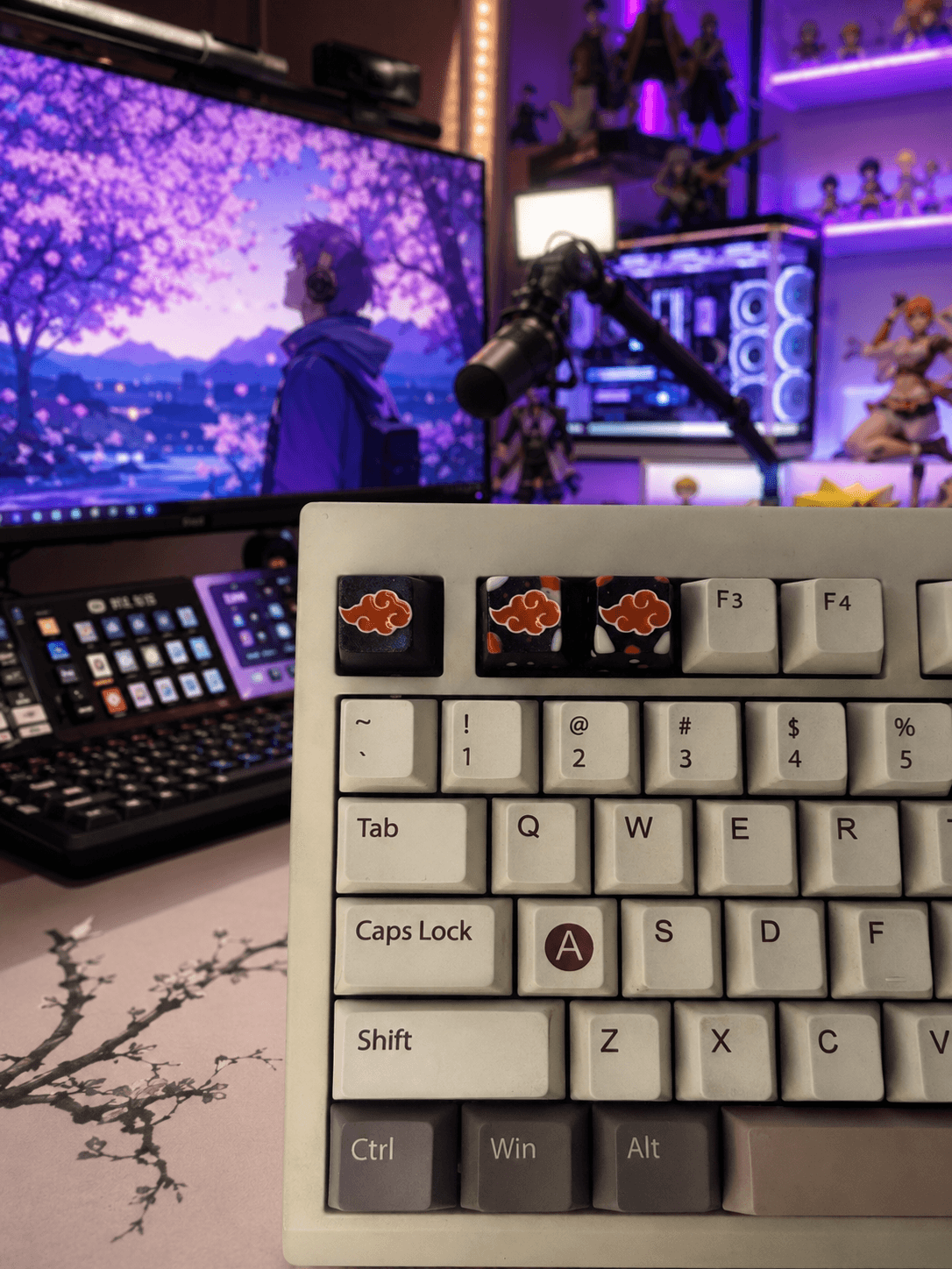 KeySync Crimson Cloud Classic- Anime Resin Artisan Keycap, Cherry MX 9